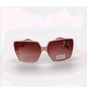 True Religion 100% UV Protection Oversized Square Pink Gold Logo Sunglasses